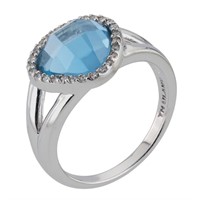 Sterling silver Simulated Blue Spinel Ring Size 7