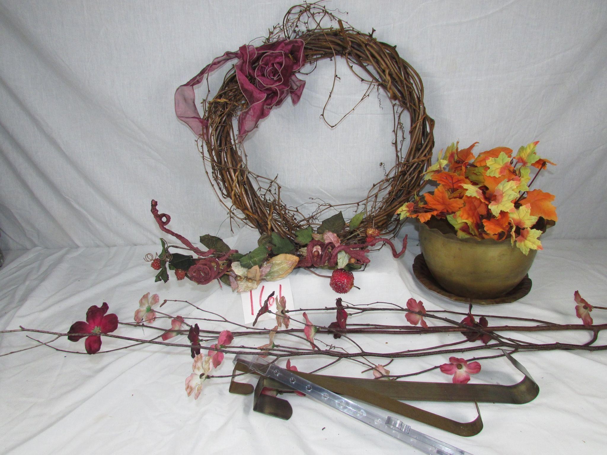 Copper Flower Pot - Wreath - Artificial Flowers