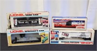 Four Lionel O-Gauge Rolling Stock Cars