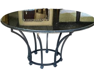 CONTEMPORARY ROUND SLATE DINING TABLE 59"