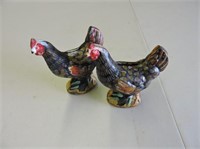 Pair of Antique Cast Rooster Banks, 6" T