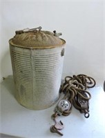 Antique Block & Tackle, Galvanized Gas Can