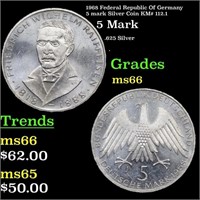 1968 Federal Republic Of Germany 5 mark Silver Coi