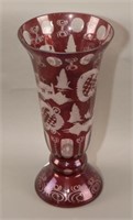 Large Ruby Flash Overlay Vase