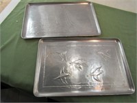 2 Wendell August Aluminum Trays 1 Sailboat