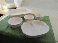 Corning Ware French White Long Dish, 3 Bowls,