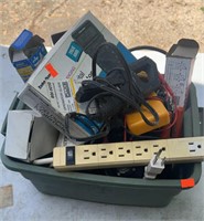 Small Plastic Bin of Electrical Equipment and