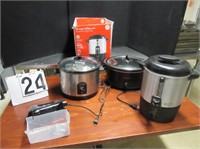 Coffee Urn, 2 Crockpots & Hand Mixer