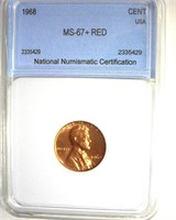 1968 Cent MS67+ RD LISTS $2900