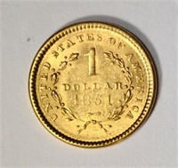 1851 $1 GOLD TYPE 1 CH BU