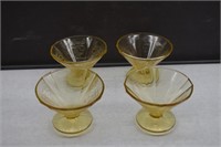 4 Federal Madrid Amber Cone Shape Footed Sherbets