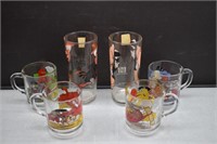 Assortment of 6 Comic Glasses and Glass Mugs