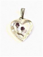 Sterling Amethyst Heart Pendant   C