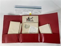 Girl Scout writing porftolio in red leather case