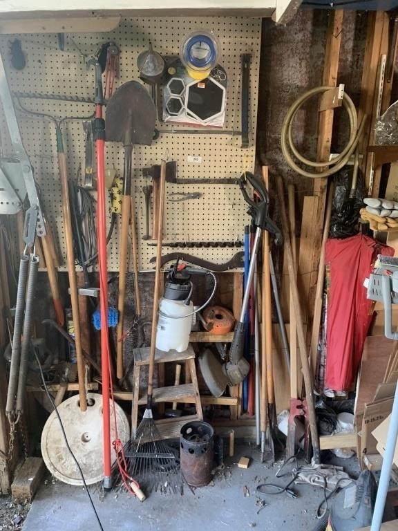 Shelf Contents and Yard Tools