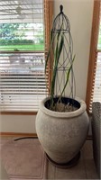 Very large flower pot with cage approximately 31”