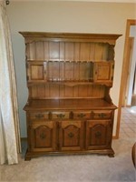 Dark stain china hutch possibly Maple wood
