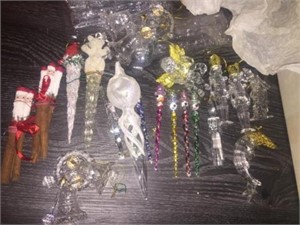 MOSTLY GLASS ORNAMENTS, PLUS SOME OTHERS, NICE LOT