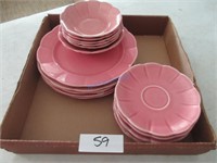 Pink Plate, Saucer & Bowl Set