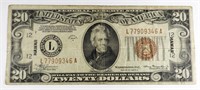 1934 $ 20 FEDERAL RESERVE NOTE- HAWAII