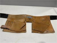 Custom leather craft double tool pouch with