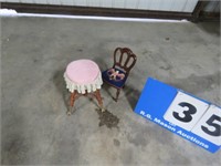 CHILD'S CHAIR AND CLAW STOOL