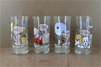 4 Vintage ET 1982 Pizza Hut Collector Glasses