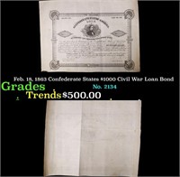 Feb. 18, 1863 Confederate States $1000 Civil War L