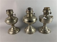 Set of 3 Antique Oil Lamp Bases