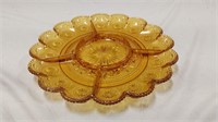 Brockman Glass Co Amber divided relish plate