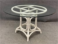 Painted Rattan Glass Top Table
