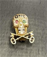 Antique Yale Fraternity Skull & Crossbones Pin