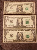 USA $1* Star B2 F6,L12 x3 SN 000xxxxx x 3 .y17