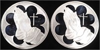 (2) 1 OZ .999 SILVER PRAYING HANDS ROUNDS