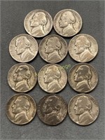 Lot Of 11 Silver War Nickels 1942-45 Full Set