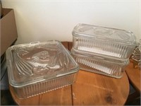FEDERAL GLASS DISHES WITH LIDS, FRIDGE DISHES