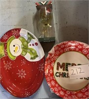Christmas lot; platter; snowman; wine glass