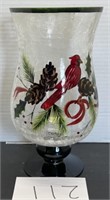 12" Handpainted cardinal vase