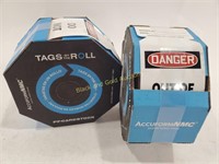 (2) New Danger Warning Tags by The Roll