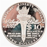 Coin Liberty $10 1 Troy Ounce .999 Silver