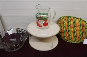 Retro Glass Jug, Cake Plate, Tea Caddy