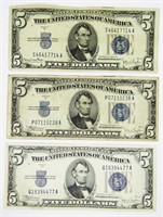 (3) 1934 $5 SILVER CERTIFICATES