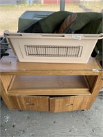 Lot with wooden tolling food cart with doors and s