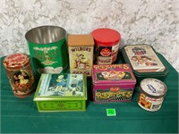 Vtg Colorful Tin Cans