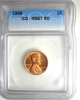 1958 Cent ICG MS67 RD LISTS $400