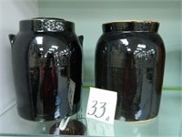 Black Pottery Cookie Jar w/ Lid & Black Pottery -