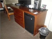 Room 206- Desk/dresser unit, 89" L x 23" D w/chair