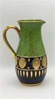 10" MC Italy gold/green potter pitcher