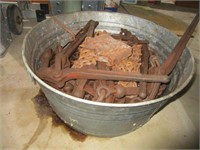 GALVANIZED TUB WITH CHAINS & DOG - PICK UP ONLY