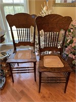 Caned Bottom Oak Chairs